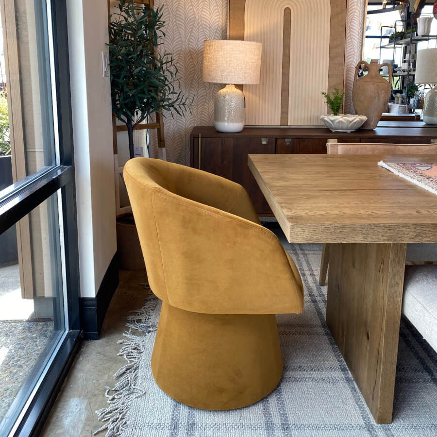 Lana Swivel Dining Chair in Ochre - Product Side View