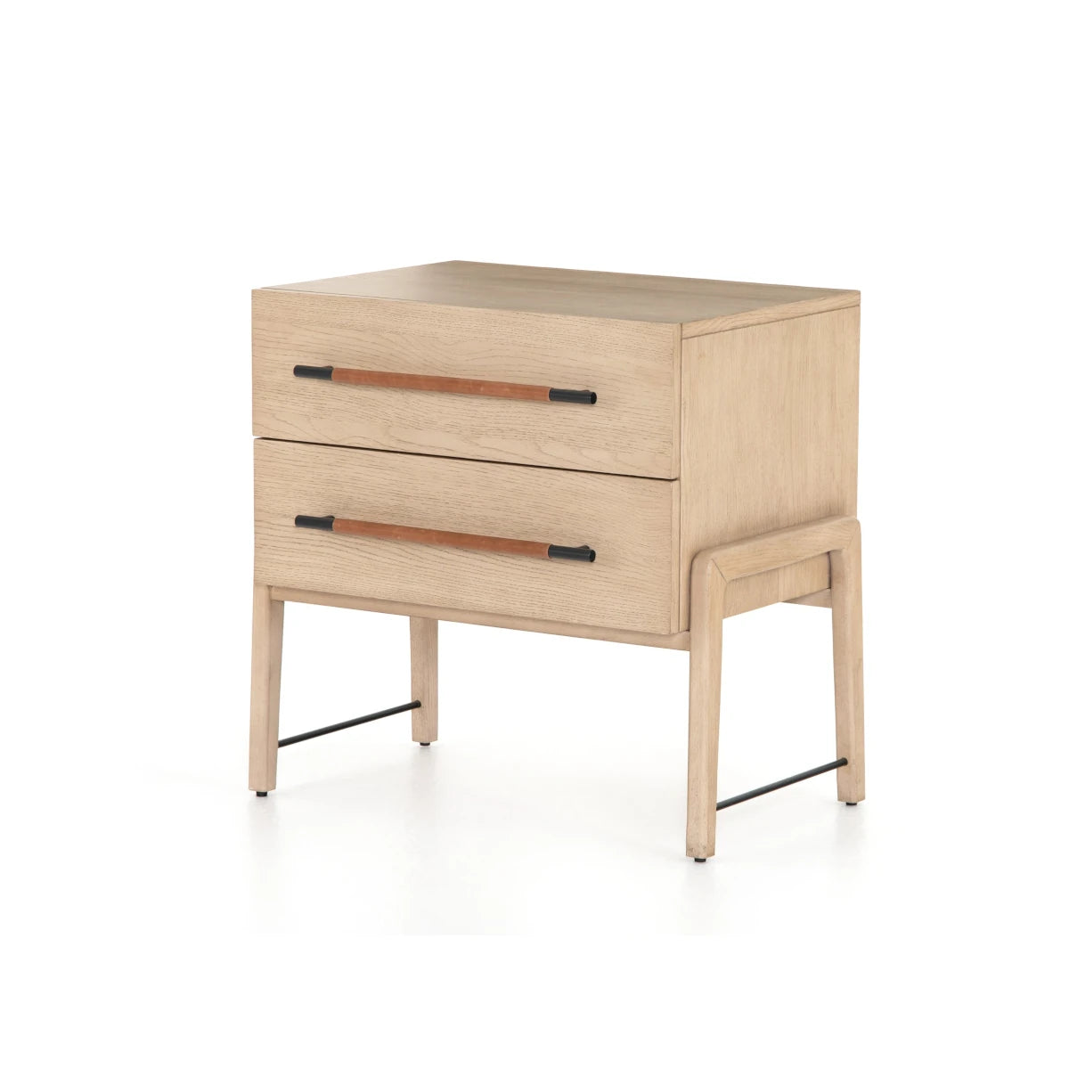 ROSEDALE NIGHTSTAND | 2 DRAWER WHITE OAK BEDSIDE TABLE | FOUR HANDS
