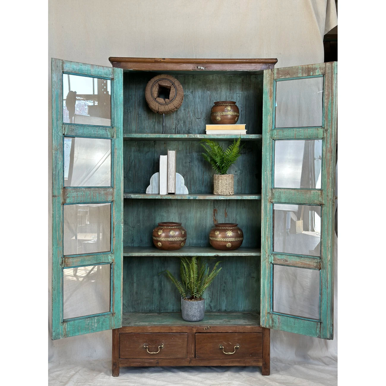 Teak Cabinet with Glass Style Five: Available at City Home PDX