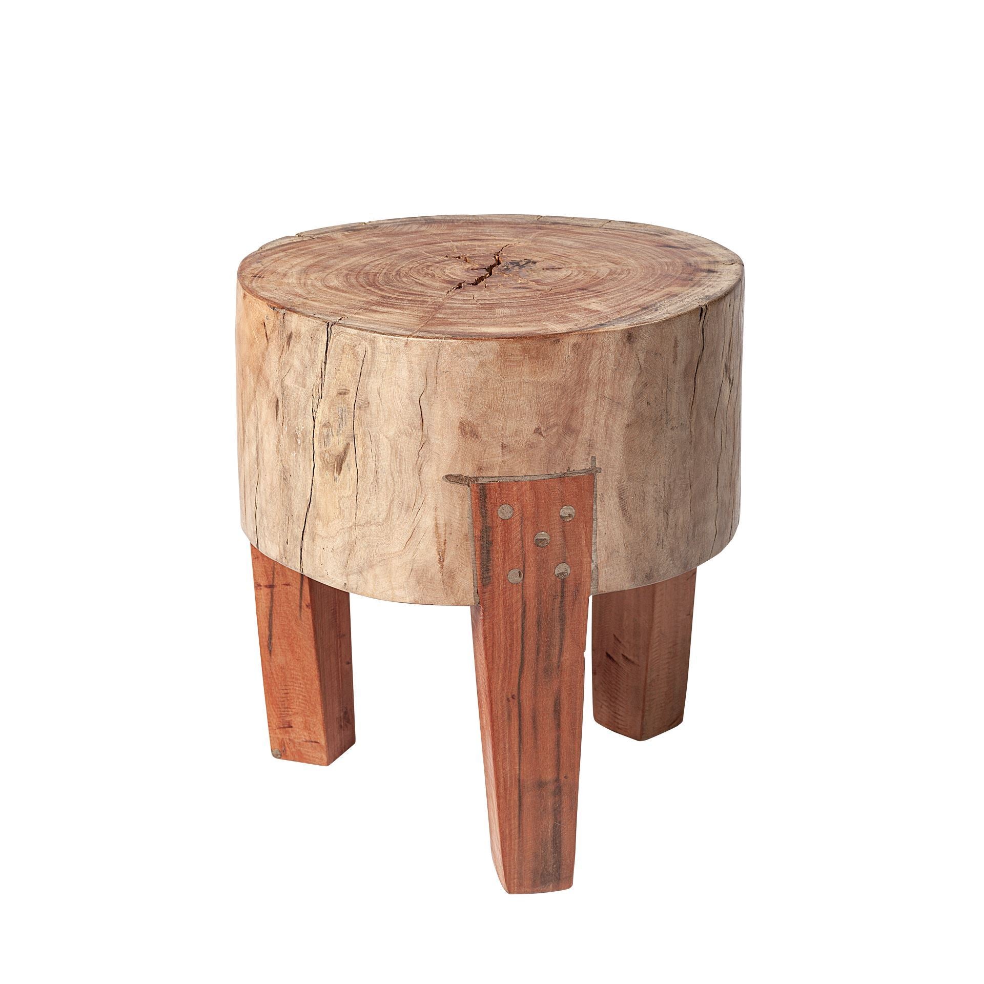 Asco Rustic Wood Stool: Product View-15" Height