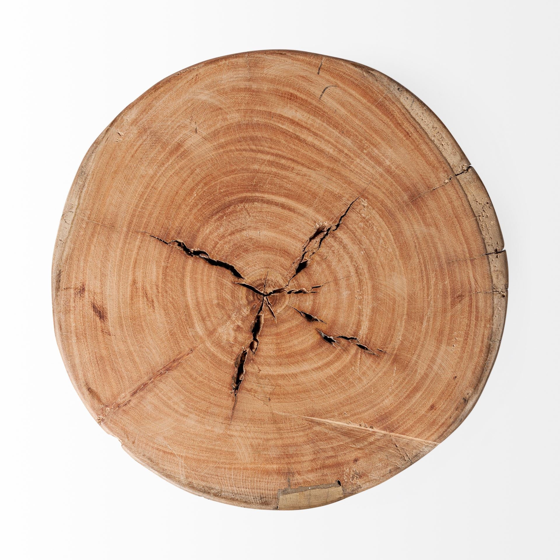 Asco Rustic Wood Stool: Top View-15" Height