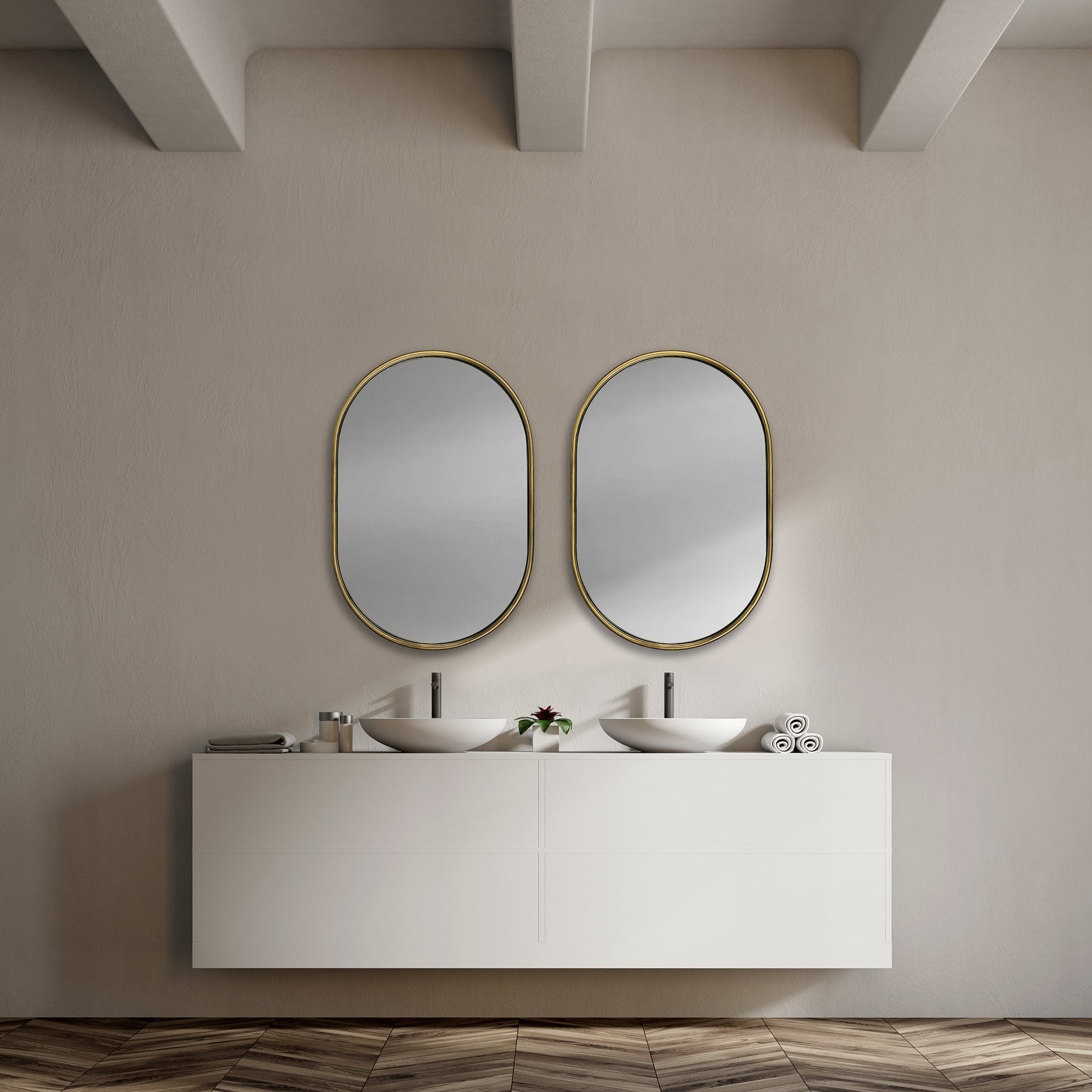Gold Oval Wall Mirror - Mercana