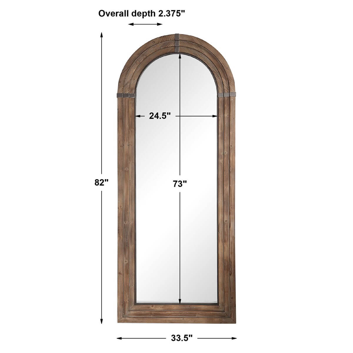 Vasari Wooden Arch Mirror dimensions
