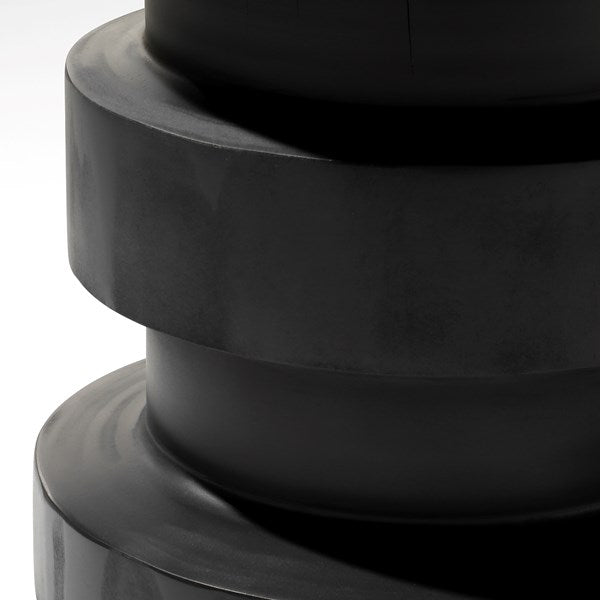 Inez end table in black pine base detail