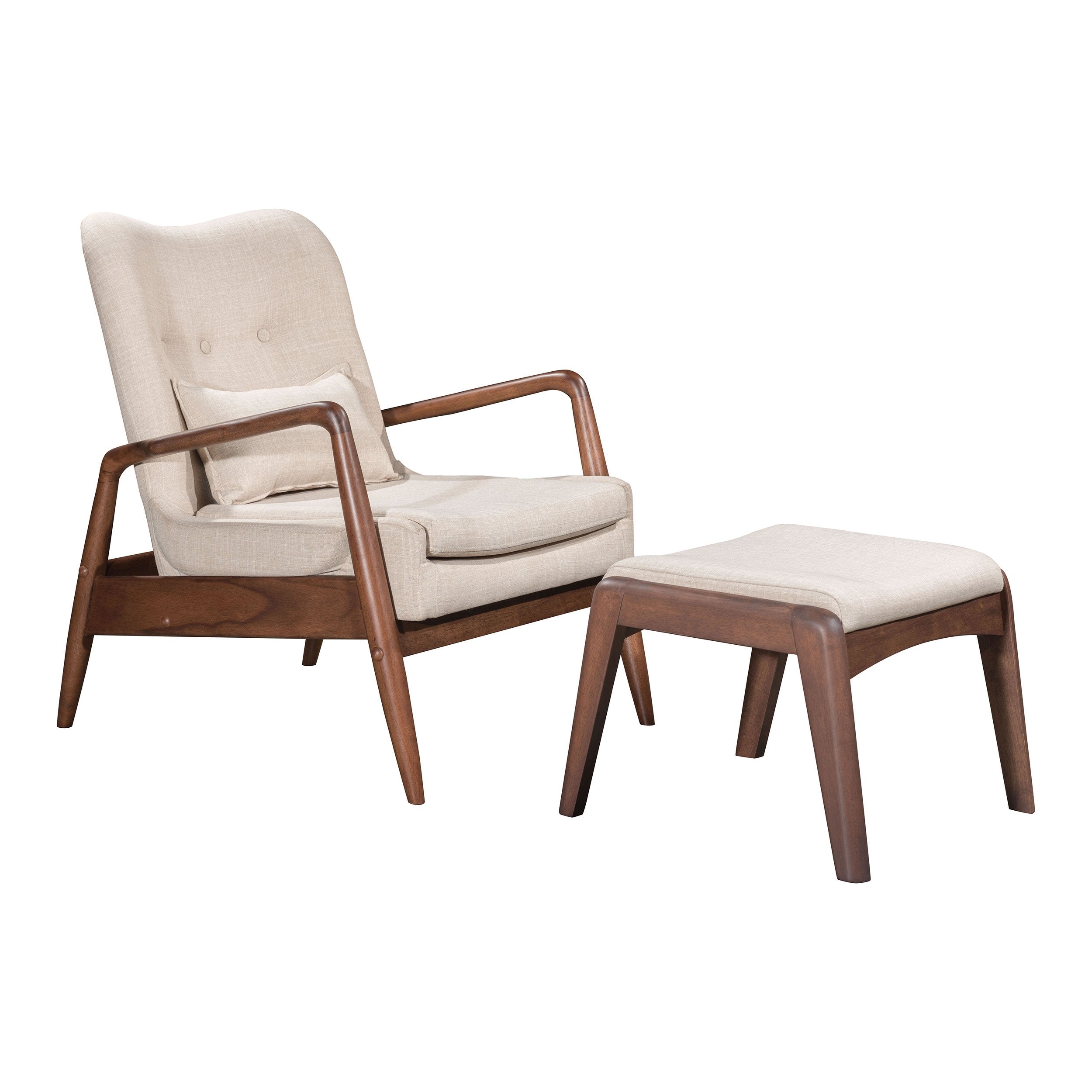 Bully Lounge Chair & Ottoman - 3 Fabrics - Zuo