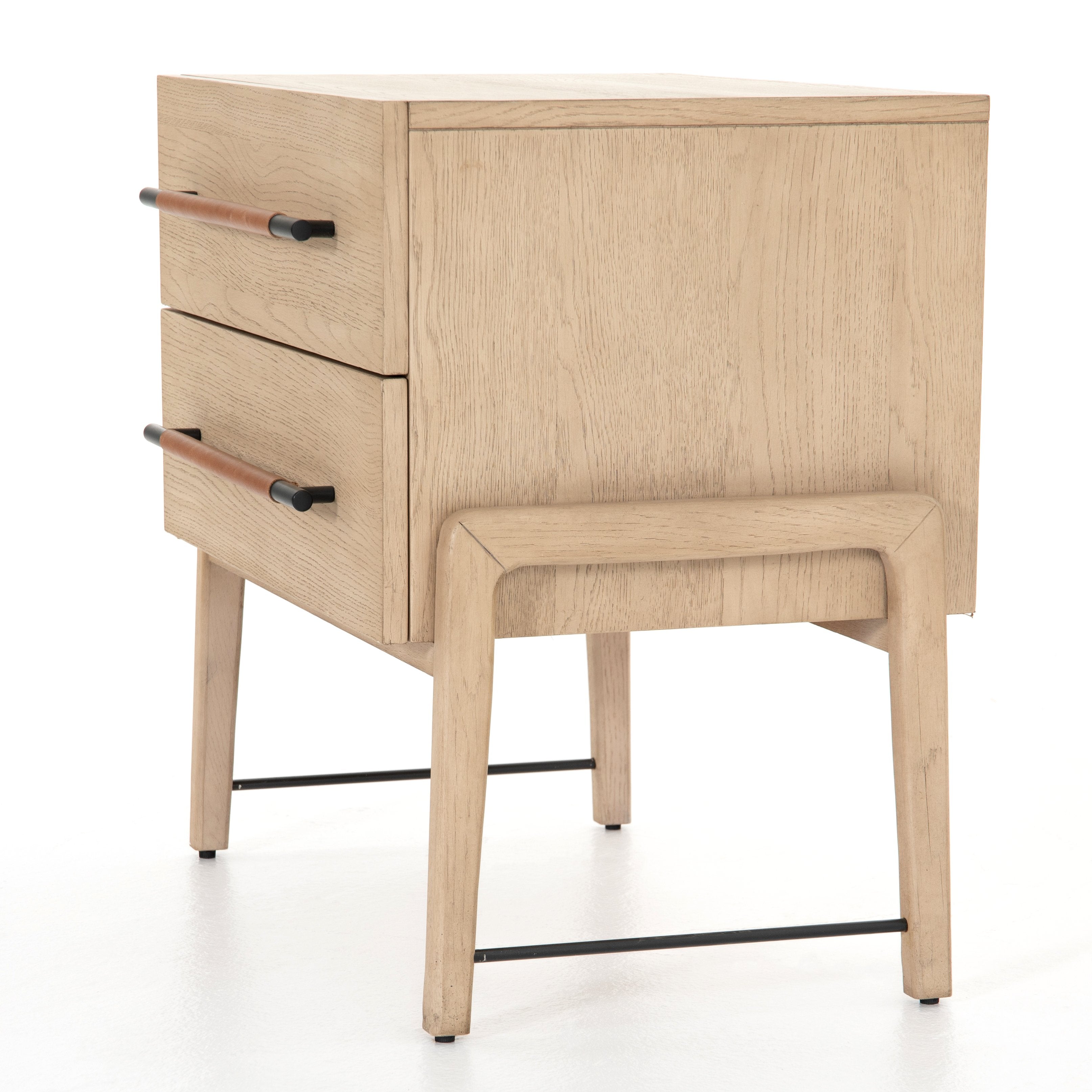 ROSEDALE NIGHTSTAND | 2 DRAWER WHITE OAK BEDSIDE TABLE | FOUR HANDS