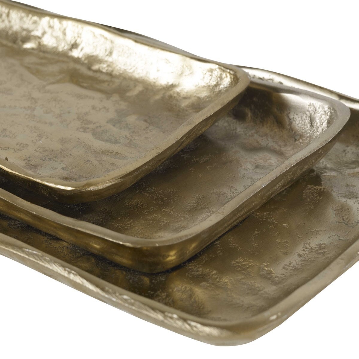 Artisan Trays in Antique Gold, Set of 3 - detail view