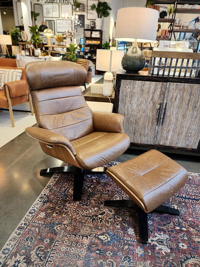 Copenhagen leather chair with ottoman - available at City Home PDX