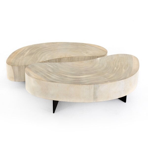 Avett Coffee Table from Four Hands in bleached guanacaste - side view