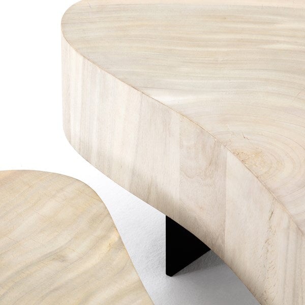 Avett Coffee Table from Four Hands in bleached guanacaste - detail view