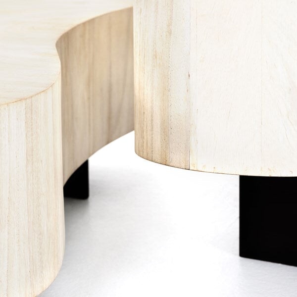 Avett Coffee Table from Four Hands in bleached guanacaste - detail view