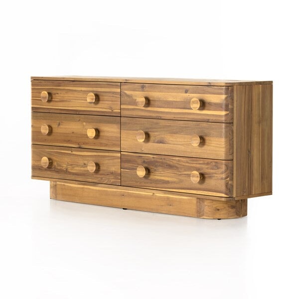 Mallory 6 Drawer Dresser in light acacia