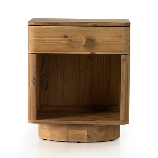 Mallory Nightstand in light acacia - front view
