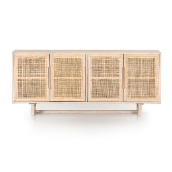 CLARITA SIDEBOARD | WHITE WASH MANGO | FOUR HANDS | CANE CABINET, MEDIA CONSOLE, CREDENZA