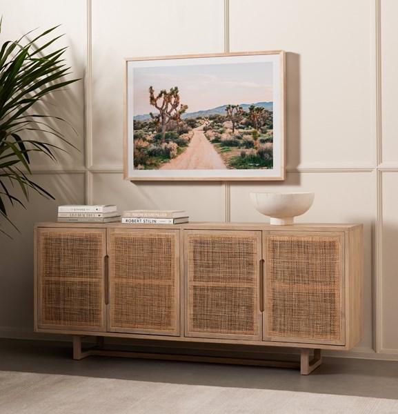 CLARITA SIDEBOARD | WHITE WASH MANGO | FOUR HANDS | CANE CABINET, MEDIA CONSOLE, CREDENZA