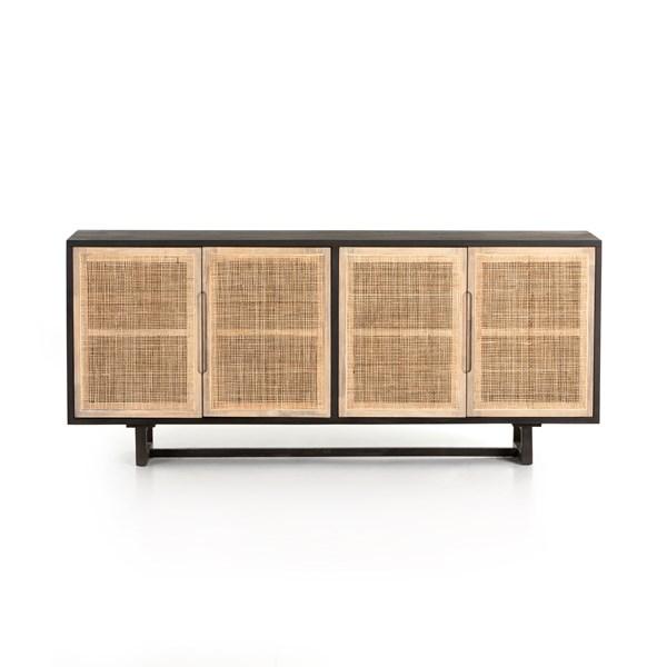 CLARITA SIDEBOARD | BLACK WASH MANGO | FOUR HANDS | CANE CABINET, MEDIA CONSOLE, CREDENZA