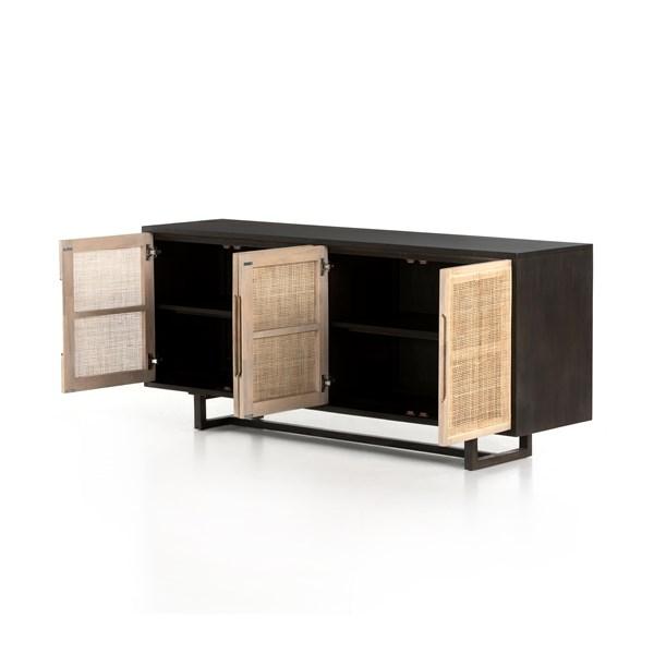 CLARITA SIDEBOARD | BLACK WASH MANGO | FOUR HANDS | CANE CABINET, MEDIA CONSOLE, CREDENZA