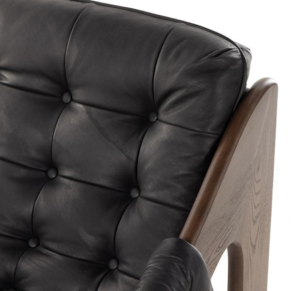 Halston Leather Chair - tufted leather detail view