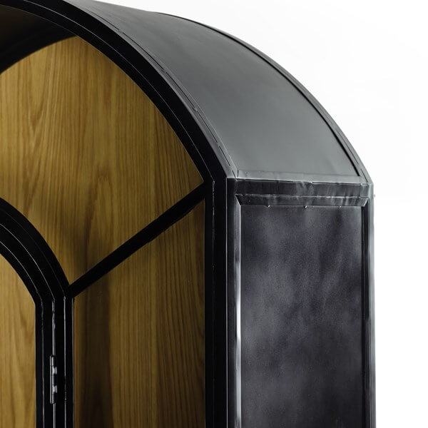 Belmont metal cabinet in oak frame detail