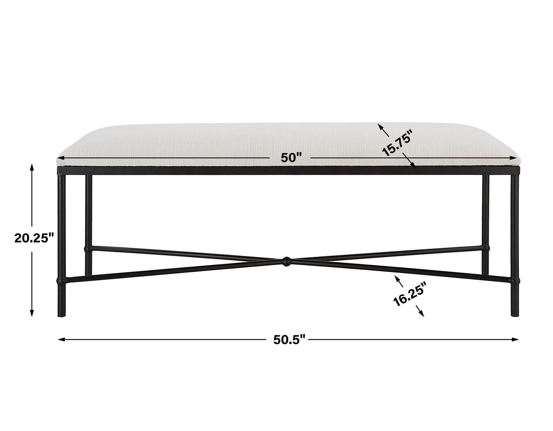 Avenham bench in black dimensions