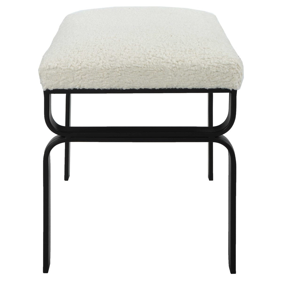 Diverge Small Bench in faux shearling - side view