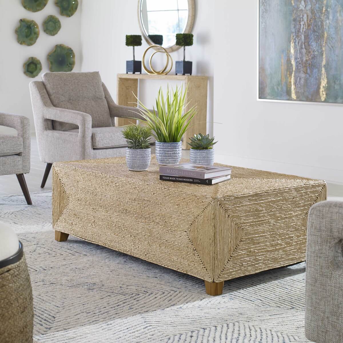 Rora banana leaf coffee table styled