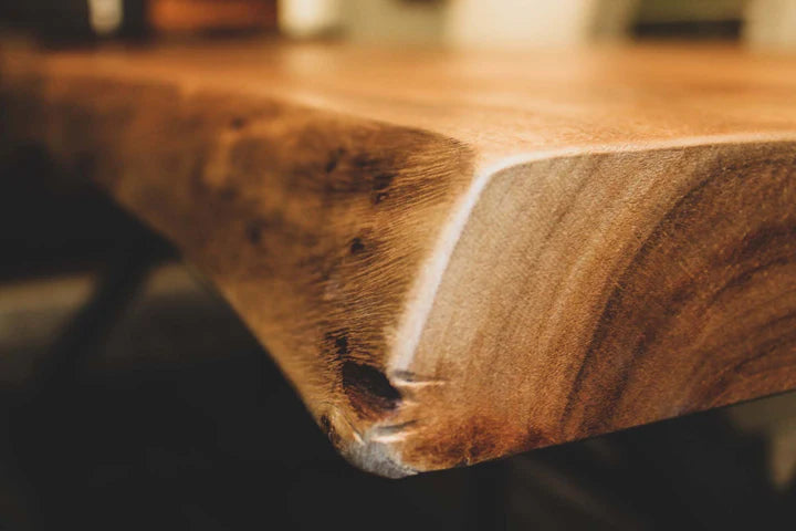 Restore Dining Table in Solid Acacia live edge detail