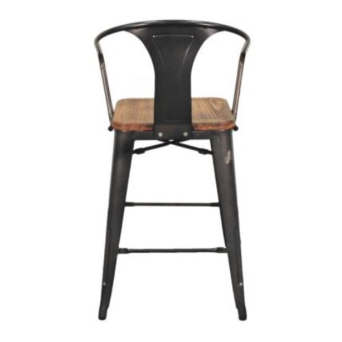 Metropolis Wood Seat High Back Stool