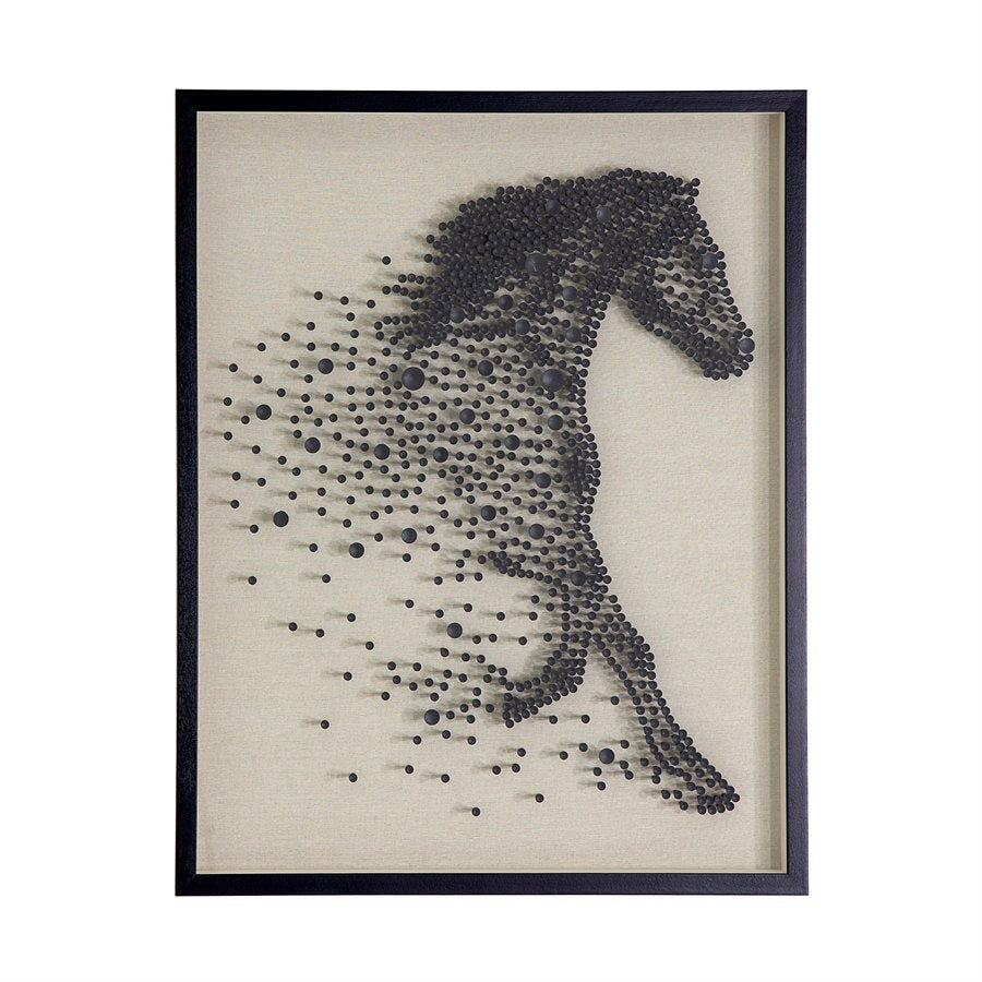 Mid Run Horse Wall Art - framed wall art made of golf tees in the shape of a running horse