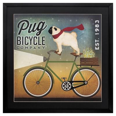 Framed Animal Wall Art "Pug On A Bike" - Propac