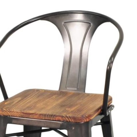 Metropolis Wood Seat High Back Stool
