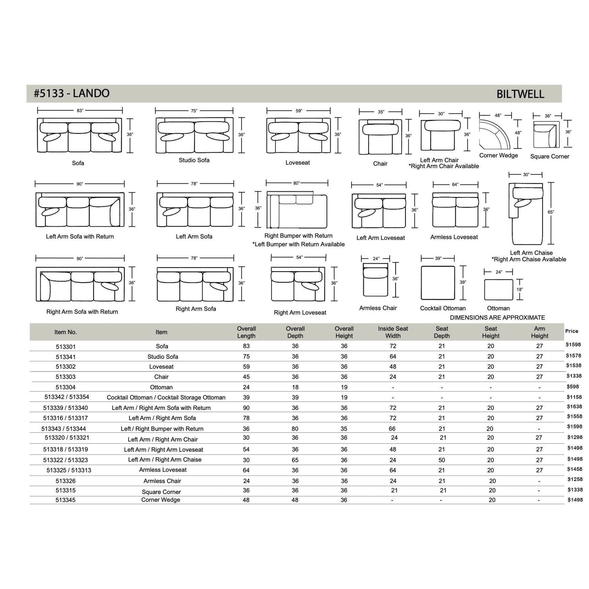 Biltwell Lando Furniture Collection - Castellano