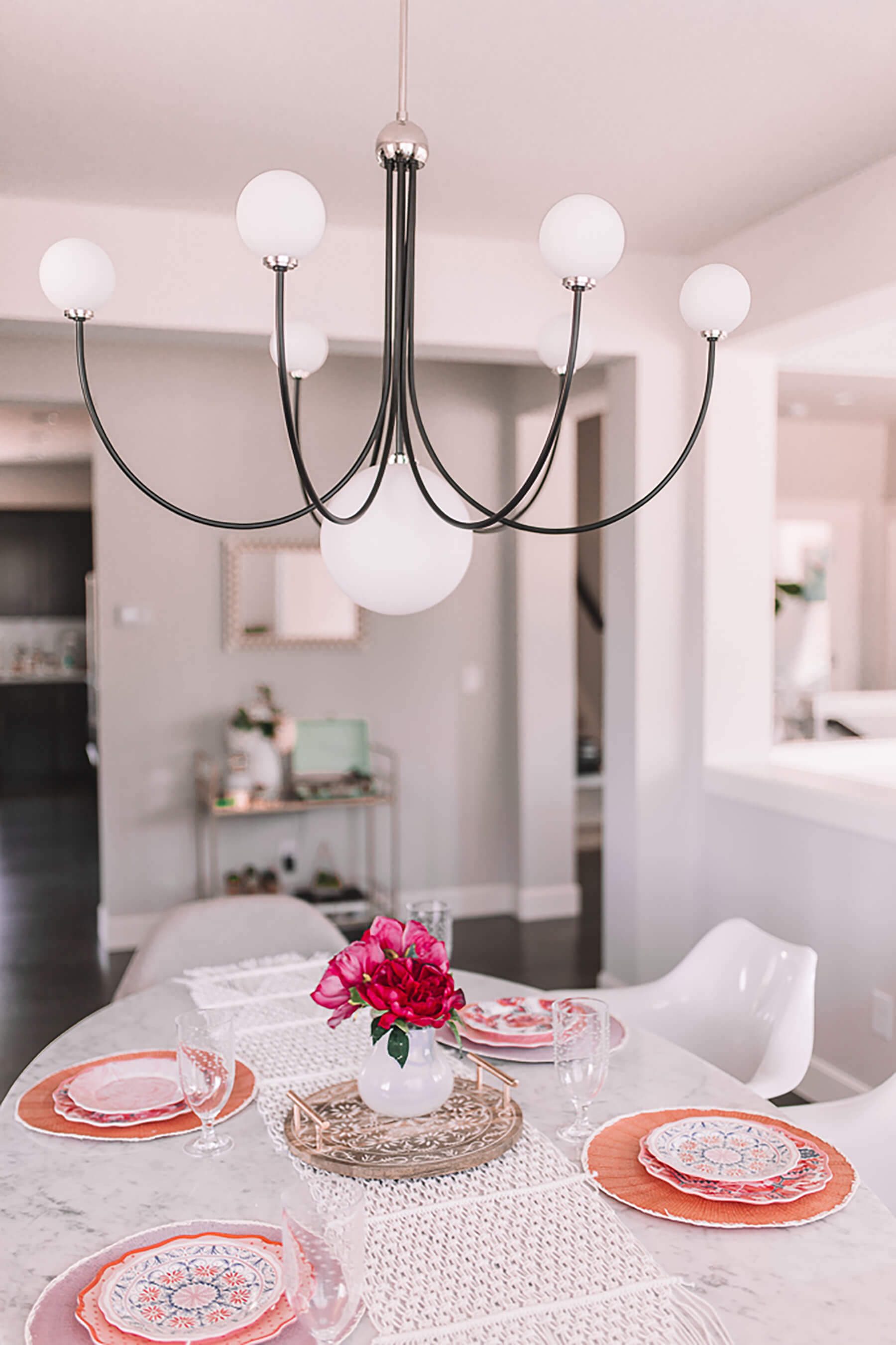 Coco Chandelier in black/nickel styled