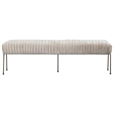 Merritt Velvet Fabric Pleated Bench - New Pacific Direct