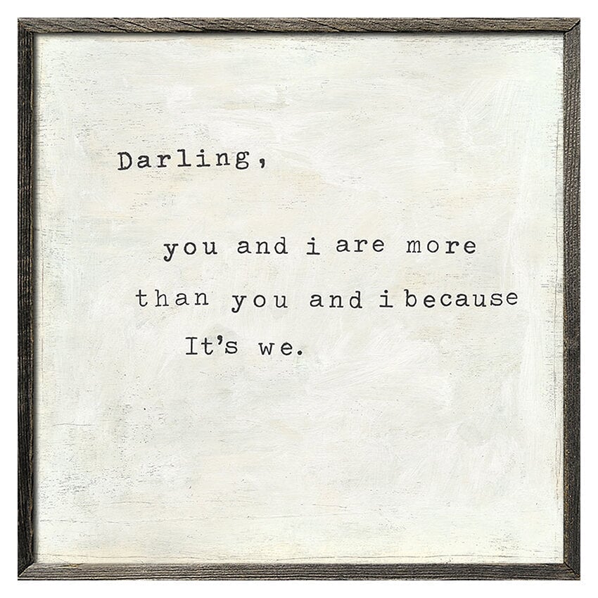 Darling you and I framed handmade wall art - available at City Home