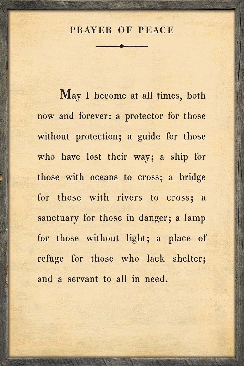 Prayer of peace wall art