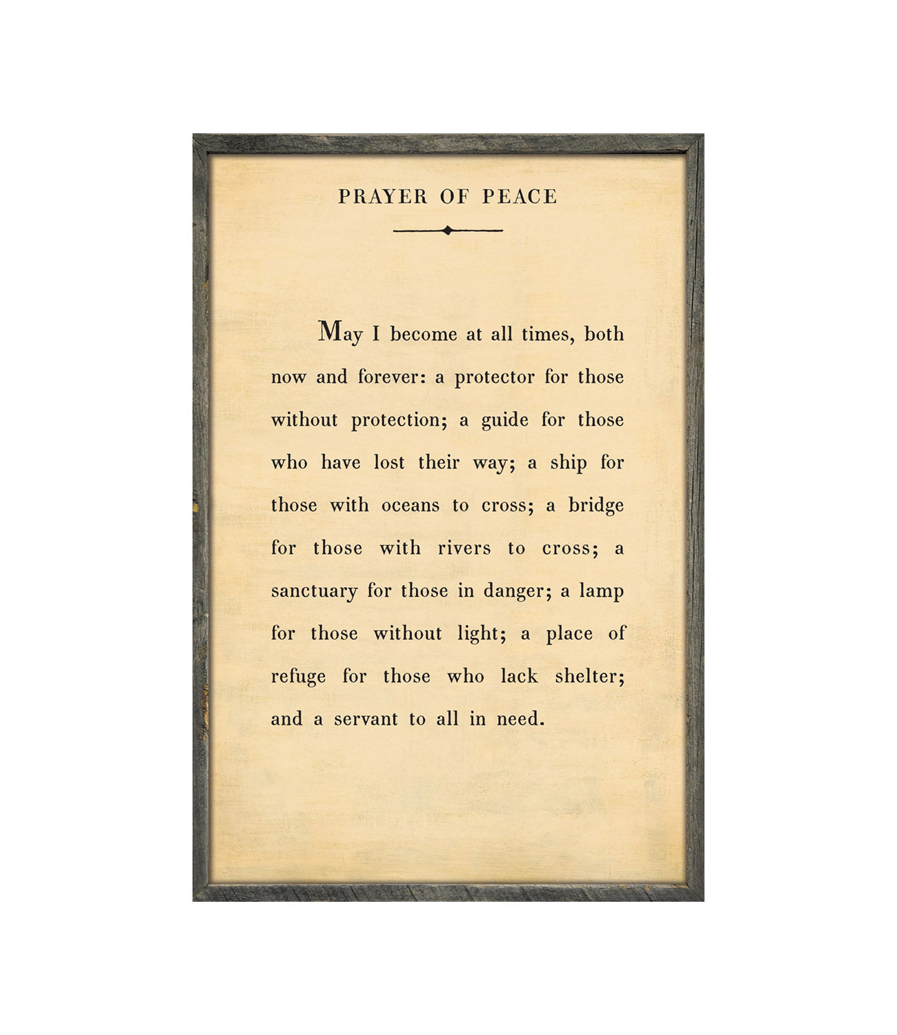 Prayer of peace wall art