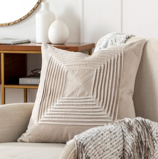 Akira Velvet Pleated Pillow: Product Style View