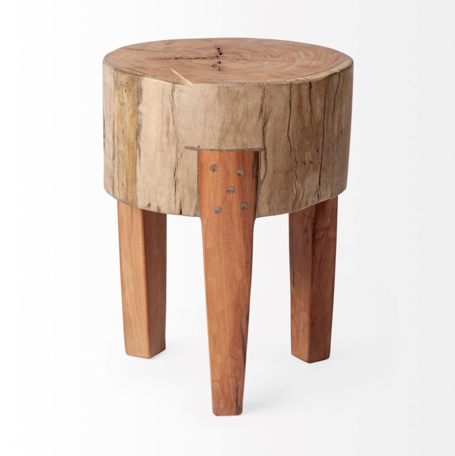 Asco Rustic Wood Stool" Product View-18" Height