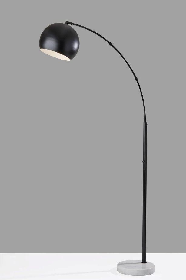 Astoria Arc Lamp: Black Finish Light-On View