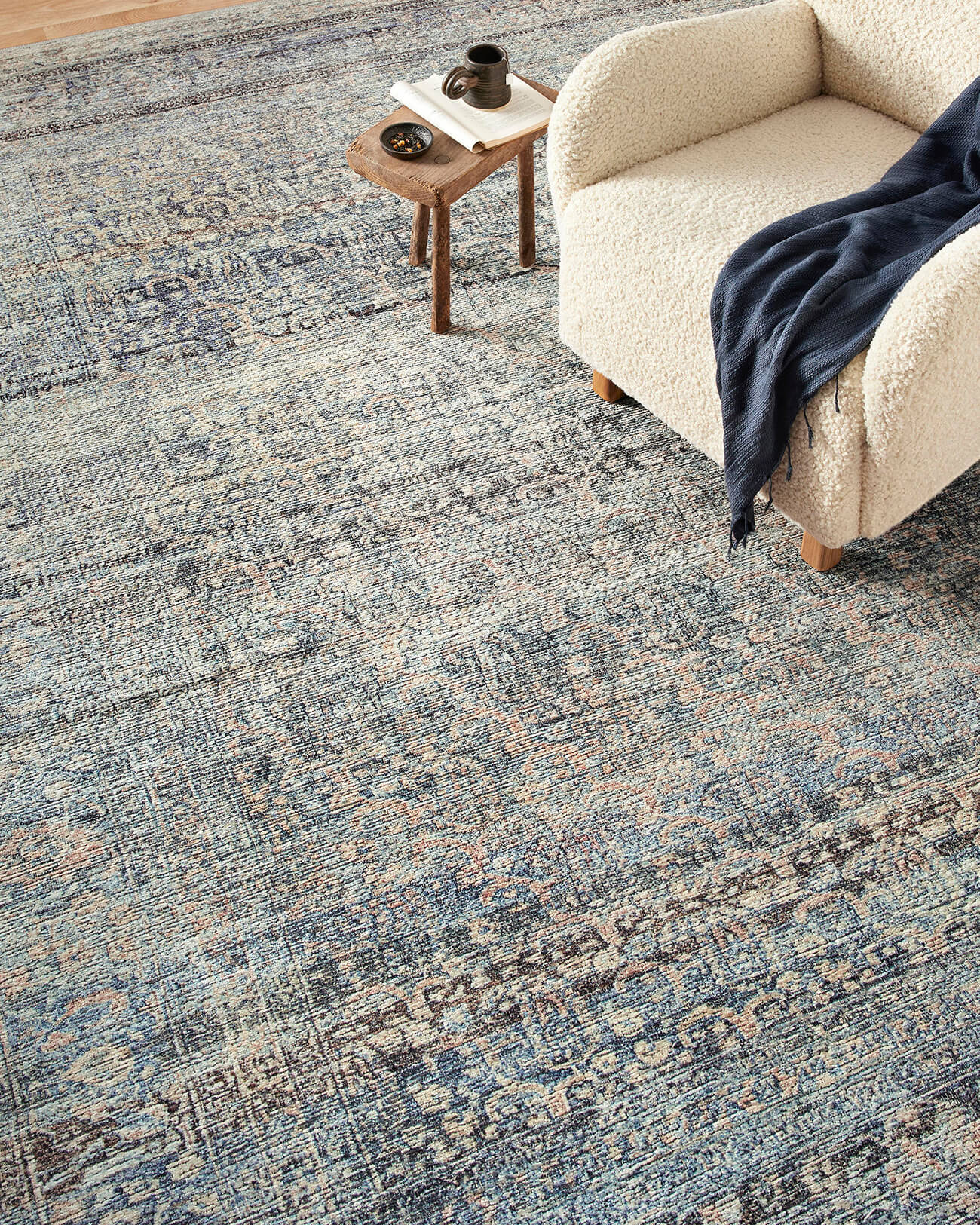 Billie Denim Blush Rug: Up Close View