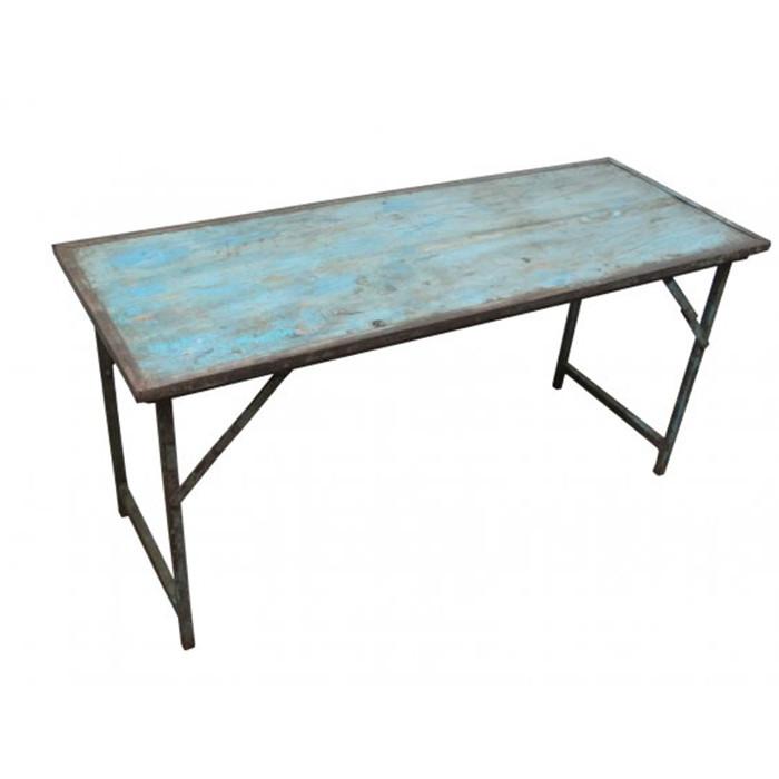 Vintage Blue Folding Table - City Home - Portland Oregon - Furniture and Home Decor