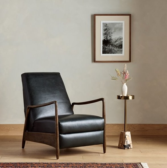 Braden Recliner Accent Chair in Dakota Black: Product Style View