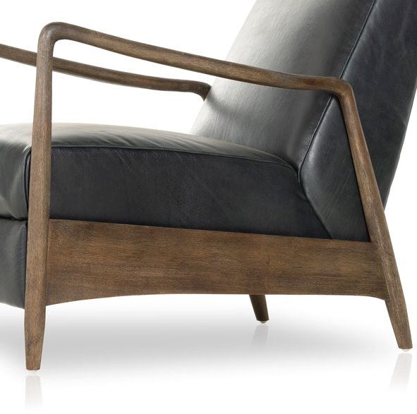 Braden Recliner Accent Chair in Dakota Black: Up-Close Product View