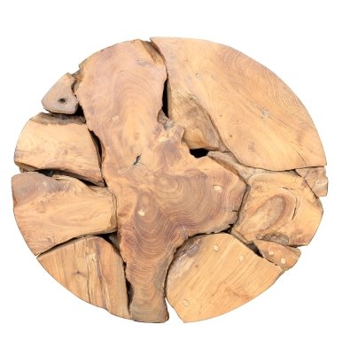 Bruno Recycled Teak Root End Table: Top View Table View