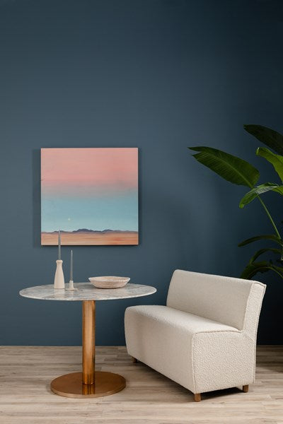 Hobson Dining Bench in Knoll Natural styled with a bistro table