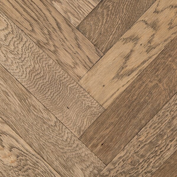 Lamar Console Table from Four Hands - herringbone parquet detail view