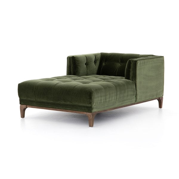 Dylan Chaise in sapphire olive velvet
