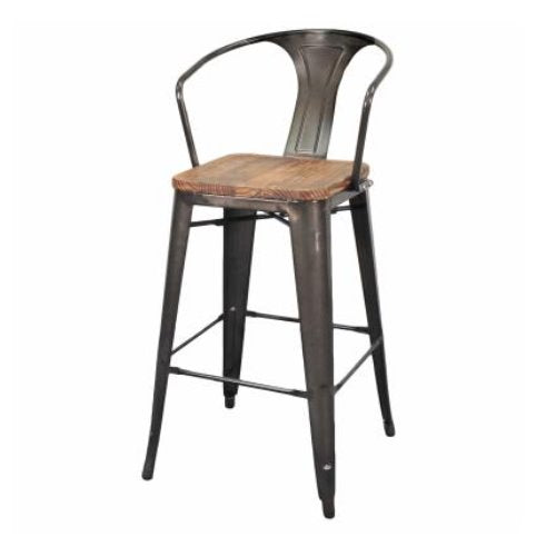 Metropolis Wood Seat High Back Stool