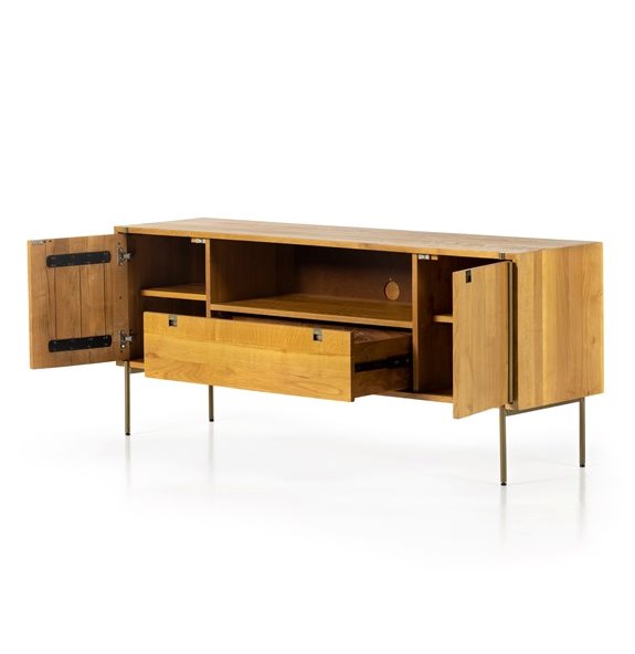 Carlisle Media Console: Product Cabinet and Drawers Open View